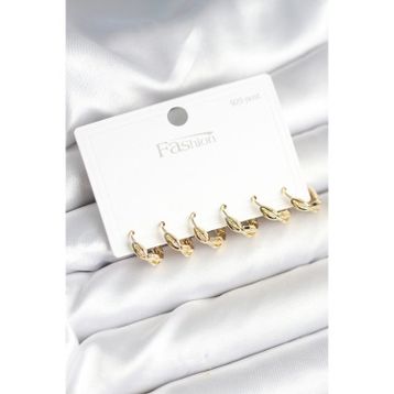 Clariss Gold Renk Pirinç Sarmal Model 925 Ayar Gümüş Çivili Kadın Küpe Seti