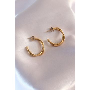Clariss Gold Renk Sarmal Model Kadın Küpe