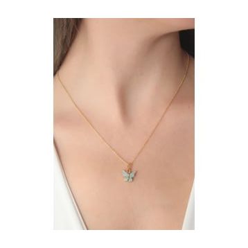 Clariss Gold Su Yeşili Kelebek Figür Kadın Çok Renkli Kolye