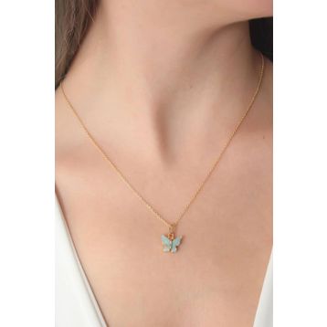 Clariss Gold Su Yeşili Kelebek Figür Kadın Kolye