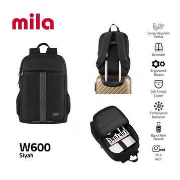 Classone Mila W600 Siyah 15.6" Laptop Sırt Çantası