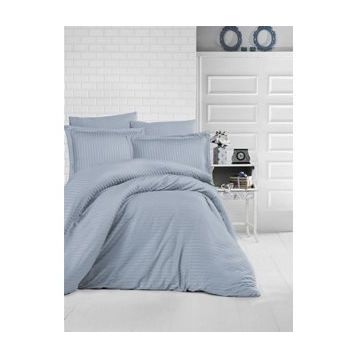 Clasy 200x220 cm Mavi Çizgili Saten Çift Kişilik Nevresim Takımı