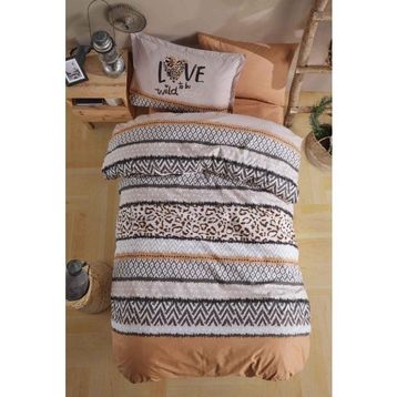 Clasy Afro V1 Somon Ranforce Tek Kişilik 160x220 cm Nevresim Takımı