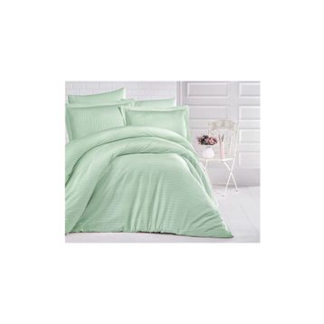 Clasy Çizgili Saten Mint Çift Kişilik Nevresim Takımı