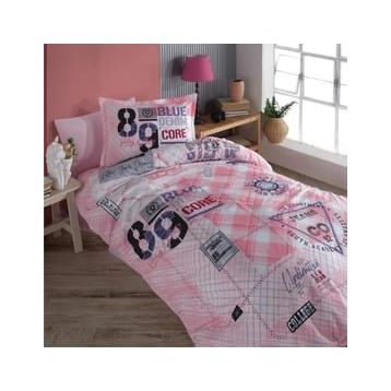 Clasy Denim V1 Pembe Genç Ranforce Tek Kişilik Nevresim Takımı