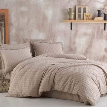 Clasy Estina V3 Bej 200x220 cm Butik Çift Kişilik Nevresim Takımı