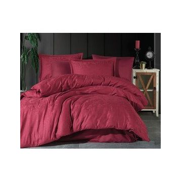 Clasy Hemera V2 Jakarlı Pamuk Saten Bordo Çift Kişilik Nevresim Takımı