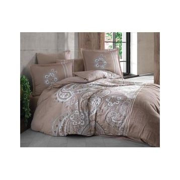 Clasy Pellini V1 Kahve 200x220 cm Saten Çift Kişilik Nevresim Takımı