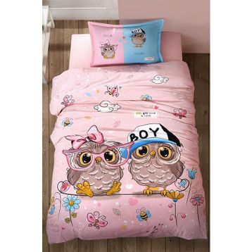 Clasy Puhu Pembe Ranforce Tek Kişilik Nevresim Takımı