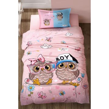 Clasy Puhu Pembe Ranforce Tek Kişilik Nevresim Takımı