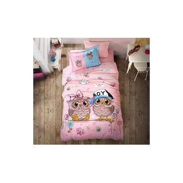 Clasy Puhu Pembe Ranforce Tek Kişilik Nevresim Takımı