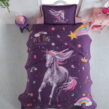 Clasy Rainbow V1 Mor Tek Kişilik Yatak Örtü