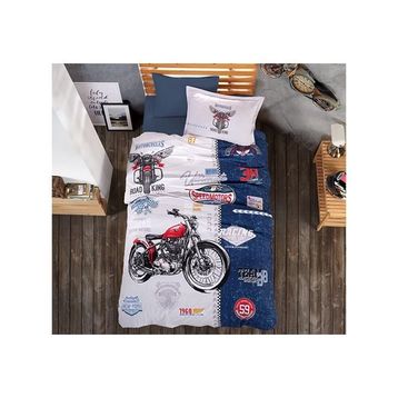 Clasy Road King Mavi Ranforce Tek Kişilik Nevresim Takımı