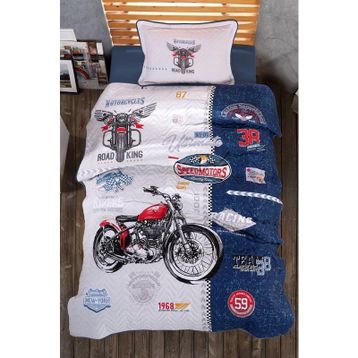 Clasy Road King Mavi Ranforce Tek Kişilik Yatak Örtüsü