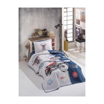 Clasy Road King Mavi Ranforce Tek Kişilik Yatak Örtüsü