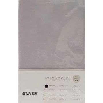 Clasy V2 Lastikli Gri Tek Kişilik Çarşaf Seti