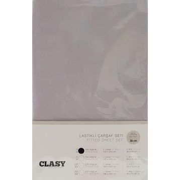 Clasy V2 Lastikli Gri Tek Kişilik Çarşaf Seti