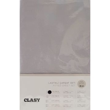 Clasy V2 Lastikli Gri Tek Kişilik Çarşaf Seti