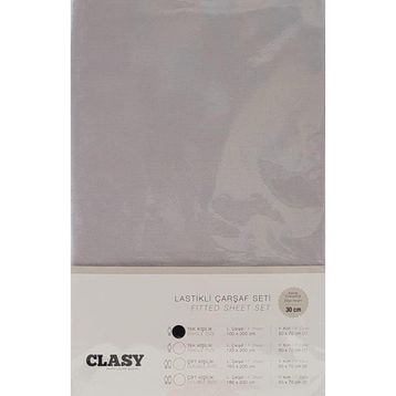 Clasy V2 Lastikli Gri Tek Kişilik Çarşaf Seti