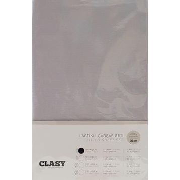Clasy V2 Lastikli Gri Tek Kişilik Çarşaf Seti