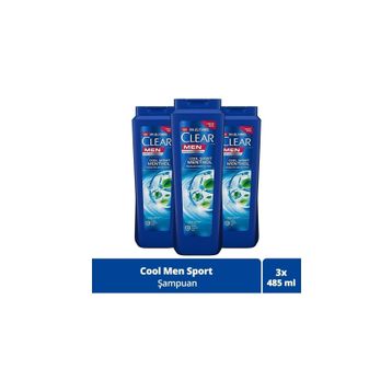 Clear 3x485 ml Men Kepeğe Karşı Etkili Ferahlatıcı Mentol Etkili Şampuan