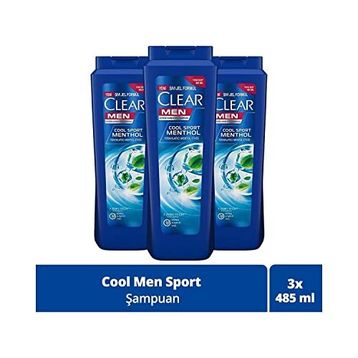 Clear 3x485 ml Men Kepeğe Karşı Etkili Ferahlatıcı Mentol Etkili Şampuan