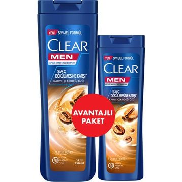 Clear Men Kepeğe Karşı Etkili Saç Dökülmesine Karşı Kahve Çekirdeği Özü 350+180 ml Şampuan