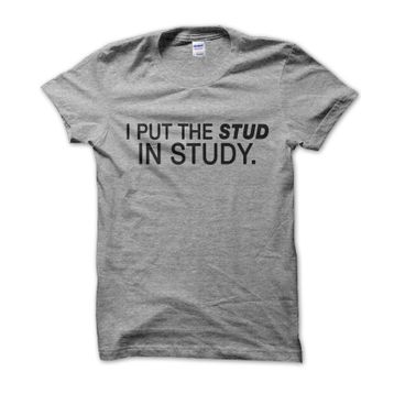 Clique Clothing I Put The Stud in Study Gri Erkek T-shirt