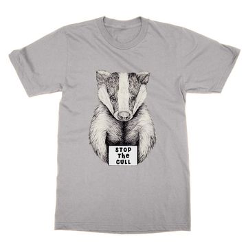 Clique Clothing Stop The Cull Badger Protest Gri Erkek T-shirt