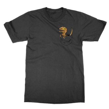 Cliquewear Dino Pocket Cute Velociraptor Siyah Erkek T-shirt