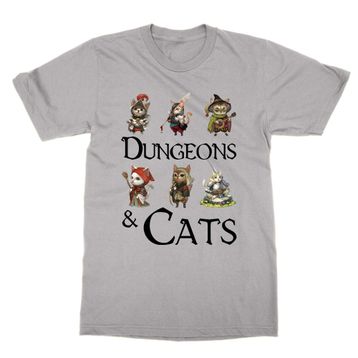 Cliquewear Dungeons and Cats Gri Erkek T-shirt