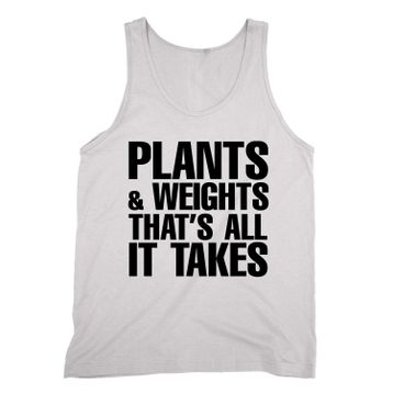 Cliquewear Plants & Weights is All it Takes Beyaz Erkek Atlet