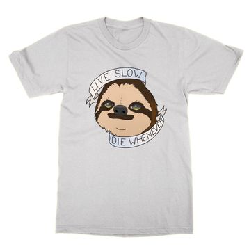 Cliquewear Sloth Live Slow Die Whenever Beyaz Erkek T-shirt
