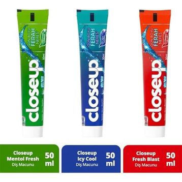 Closeup Fresh Blast 50 ml + Icy Cool 50 ml + Menthol Fresh 50 ml Diş Macunu