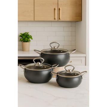 Cocinero 3554 6 Parça Granit Mini Küre Antrasit Tencere Seti