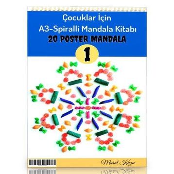 Çocuklar İçin A-3 Spiralli Mandala Kitabı-1 Enine Boyuna Eğitim