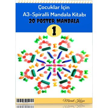 Çocuklar İçin A-3 Spiralli Mandala Kitabı-1 Enine Boyuna Eğitim