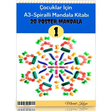 Çocuklar İçin A-3 Spiralli Mandala Kitabı-1 Enine Boyuna Eğitim