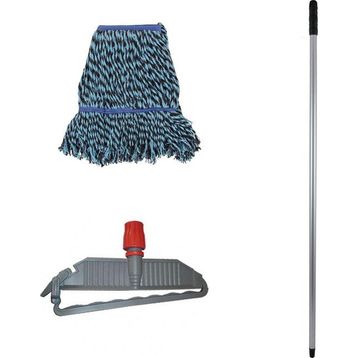 Cod-Ex Geniş Yedek Islak Mop Paspas Takımı 25 cm 500 gr Islak Mop + Mop Tutucu + Metal Vidalı Sap