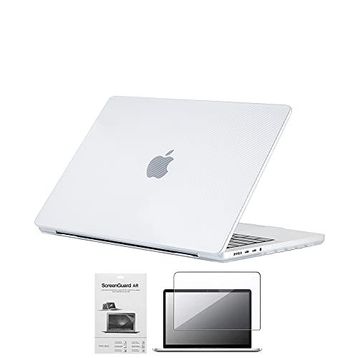Codegen Apple 14" Macbook Pro M1 A2442 Beyaz Carbon Fiber Dizayn Kılıf Koruyucu Kapak +Film