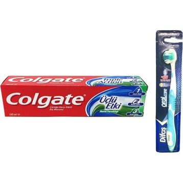 Colgate 100 ml Üçlü Etki Diş Macunu + Difaş 1 Adet Turkuaz Oral Care Diş Fırçası