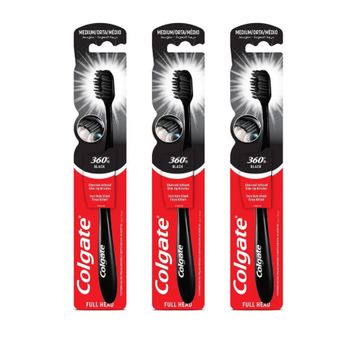 Colgate 360 Siyah Charcoal Orta 3 Adet Diş Fırçası
