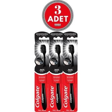 Colgate 360 Siyah Charcoal Orta 3 Adet Diş Fırçası