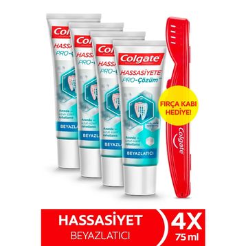 Colgate Hassasiyete Pro Çözüm Beyazlatıcı Pro Relief 75 ml x 4 Adet Diş Macunu + Fırça Kabı Hediye 871478952956149
