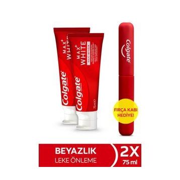 Colgate Max White Kalıcı Beyazlık 2x75 ml Beyazlatıcı Diş Macunu + Fırça Kabı Hediye