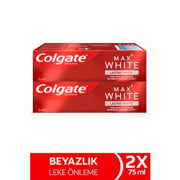 Colgate Max White Kalıcı Beyazlık 2x75 ml Beyazlatıcı Diş Macunu + Fırça Kabı Hediye