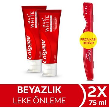 Colgate Max White Kalıcı Beyazlık 2x75 ml Beyazlatıcı Diş Macunu + Fırça Kabı Hediye