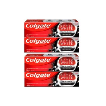 Colgate Optic White Aktif Kömür Yumuşak Mineral Temizliği Beyazlatıcı 4x50 ml Diş Macunu