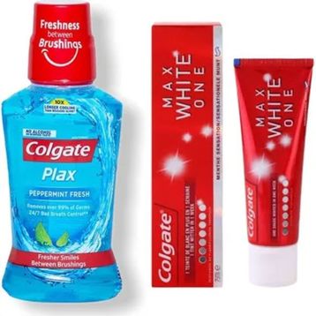 Colgate Plax 250 ml Ağız Bakım Suyu + Colgate Max White 75 ml Diş Macunu