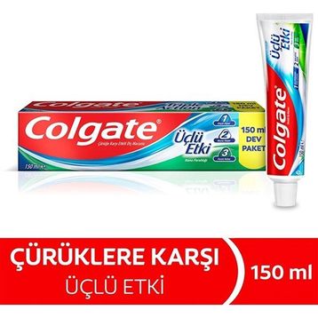 Colgate Üçlü Etki Çürüklere Karşı Koruma 150 ml x 2 Adet Diş Macunu